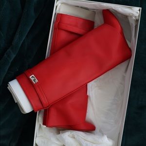 GIVENCHY RED LEATHER BOOTS